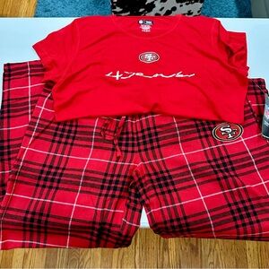 NFL Team Red and Black Plaid 49ers Sleepwear set
